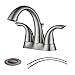 Spring Two-Handle Bathroom Faucet with Drain Assembly and Faucet Supply Lines, Brushed Nickel,14262