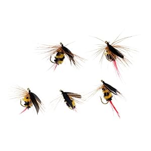 D Dolity 5pcs Jaune Et Noir Bourdon Abeille Mouche Insecte Sèche Mouches Dry Fly Pour Pêche à La Truite