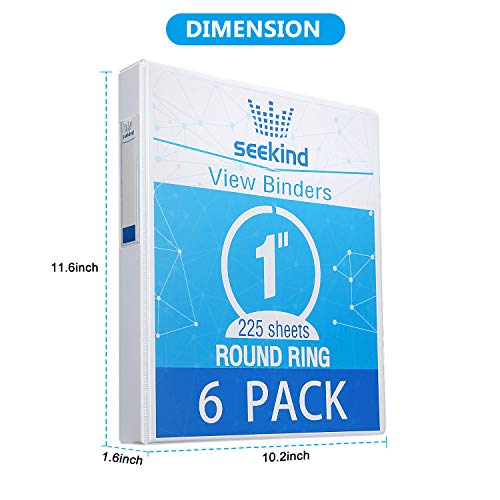 3 Ring Binder 1 Inch, SEEKIND View Binders White, Holds Up to 8.5"11