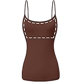 Sugar Sunday Cotton Camisole Tops for Women Built in Bra Spaghetti Strap Tank Top with Shelf Bra Cami Undershirt Pack 1-4