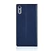 32nd Classic Series - Real Leather Book Wallet Case Cover for Sony Xperia XZ, Real Leather Design with Card Slot, Magnetic Closure and Built in Stand - Navy Blue