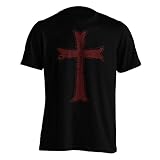 Crusader Knights Templar Distressed Cross T-Shirt Large Black