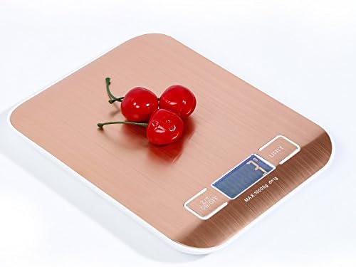 Digital Kitchen Scale,EMESOL Multifunction Food Scale Stainless Steel Platform 11lb 5kg Precise Cooking Scale (Rose Gold)