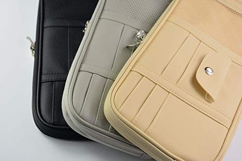 Car Sun Visor Organizer Bag,PU Leather Universal Auto Interior Accessories Pocket Organizer,Multi-Function Registration and Document Holder Pouch,Sunglasses Ticket Documents Pen Card Holder (Black) - Thumbnail 7