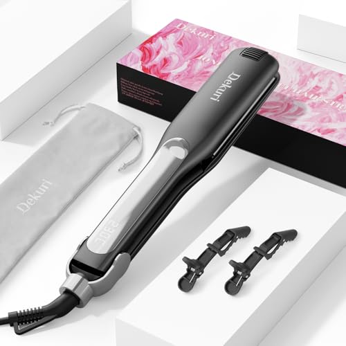 Dekuri Professional Hair Straightener, Large 42 mm Ceramic Water Based Hair Straightener with Adjustable Temperature 120°C-230°C, Black