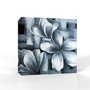 Canvas Wall Art Black and White Flower Pictures Home Wall Decorations for Bedroom Living Room Paintings Canvas Prints Framed - 12x12 inches