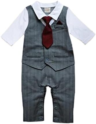 Baby BOY Girl Superman Batman Supergirl Spiderman Batgirl Baby Grow Funky Cute Fancy Dress Outfit Costume Romper Suit Gift (12-18 Months, Smart Baby BOY Grey Jumpsuit with TIE)
