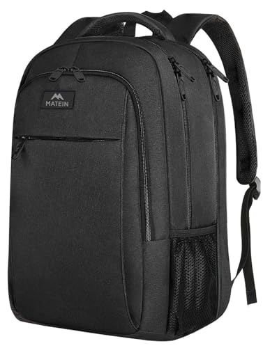 MATEIN Men's Large Laptop Rucksack, 17.3 Inch School Rucksack, Laptop Bag with USB-Charging Port, Anti Theft Business, Work Travel Rucksack for Teenager, Notebook, College, Tech, Women Black