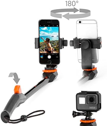 Spivo 360 + Flip Phone Mount Bundle for Everyday Adventurers with Bluetooth Remote. Swivel Selfie Stick for iPhones and Android