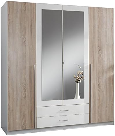 Wimex Kleiderschrank Drehturenschrank Skate 4 Turen 2 Schubladen 2 Spiegel B H T 180 X 197 X 58 Cm Weiss Absetzung Eiche Sagerau Amazon De Kuche Haushalt