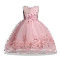 Tulle Flower Girl Dresses Size 4T 5T Sleeveless 4-5 Years for Wedding Pageant Dresses Girls Knee Lace Tutu Tulle Ball Gown Children Kids Party Prom Halloween Gowns Sundress Baptism (Pink, 120)