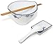 Umami Tableware Blue and White Porcelain Ramen Bowl Set - Soup Bowl With Chopsticks, Sauce Dish, Hooked Spoon Set of 2