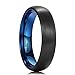 King Will DUO 5mm Blue Black Dome Tungsten Carbide Ring Wedding Band High Polished Brushed Comfort Fit