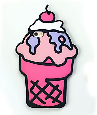 For iPhone 6 Plus Case, iPhone 6S Plus Case, Cute 3D Cartoon Cherry Cupcakes Ice Cream Shaped Soft Silicone Bumper Case Cover For Apple iPhone 6 Plus / 6S Plus (Pink)