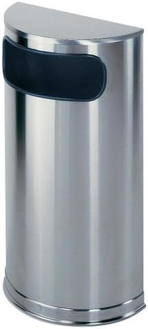 United Receptacle Half Round Waste Receptacle - 9 gal Capacity - 32.0" Height x 18.0" Width x 9.0" Depth - Steel - Stainless Steel