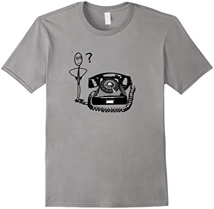Men's Funny Retro style old vintage phone TShirt Large Slate