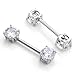 PiercingJ 2pcs 14g 14 Gauge 6mm 7mm Cubic Zirconia Stainles Steel Bar Nipple Ring Barbell Helix Earring