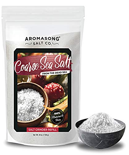 Aromasong 100% Natural Sea Salt, Coarse Grain, Large Bulk RESEALABLE Bag, 2.43 LBS, SUN DRIED from the Dead Sea…