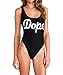 Vanell Women's Letter Print Monokini Bikini High Cut Backless One Piece Swimsuit