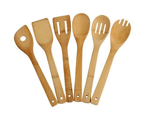 YBM HOME & KITCHEN Set Of 6 Bamboo Kitchen Utensils 11.5” Long
