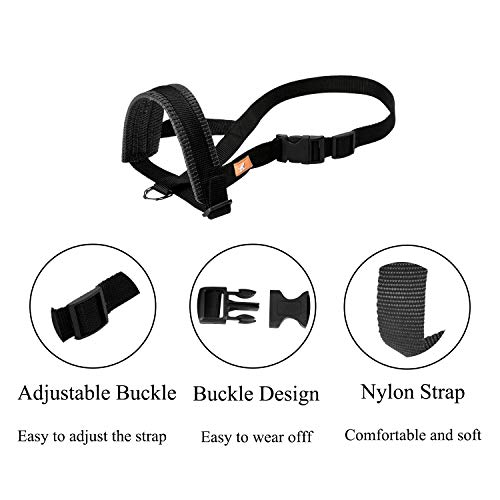 wintchuk Basic Dog Muzzle Prevent from Taking Off by Dogs for Small,Medium and Large Breed,Stop Puppy Biting and Chewing (XL,Black)