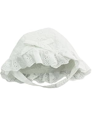 Baby Girls Eyelet Sun Hat White with Bow Baby Hat with Chin Strap