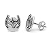 925 Sterling Silver 11 mm Lucky Horse shoe with Four Leaf Clover Post Stud Earrings