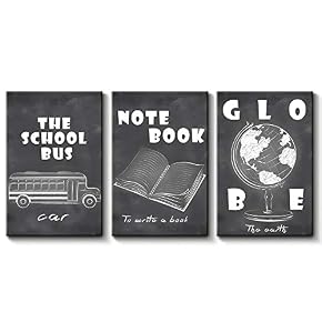 Blackboard Theme Painting Artwork for Home Framed x 3 Panels