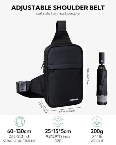 WATERFLY Umhängetasche Crossbody Brusttasche Schultertasche: Sling Bag Tasche Herren Klein Handtasche Crossover Crossbag Schulter Männer Handy Bauch Sportarten Wandern thumbnail 2