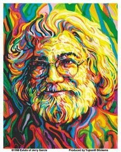 GRATEFUL DEAD'S JERRY GARCIA TRIBUTE PORTRAIT STICKER/DECAL-EXCLUSIVE: DESIGNED BY FRANK BALAAM--RARE & UNIQUE COLLECTIBLE!