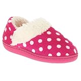 Toddler Girls Pink Polka Dot Aline Loafer Style Slippers House Shoes