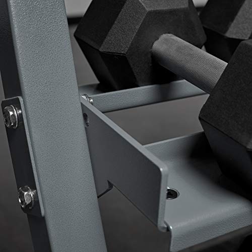 Rep Rubber Hex Dumbbell Set with Racks, 5-50 Set, 5-75 Set, 5-100 Set, 2.5-27.5 Set, 55-75, 80-100, or 105-125 Set. Available with and Without Racks. (OptionA: 5-50withSilverStand)