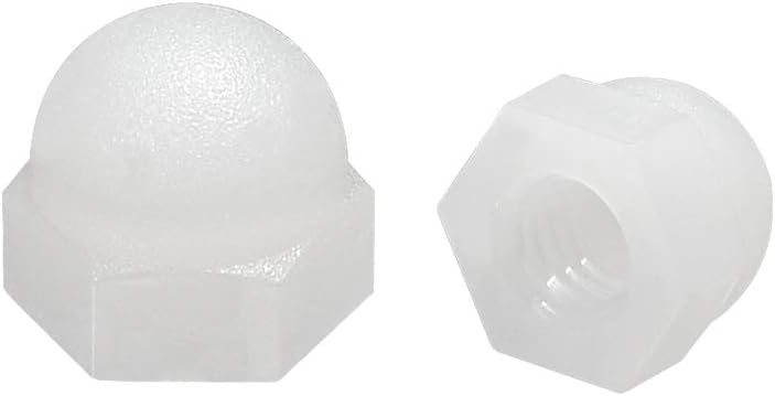sourcing map M4 Cap Nut, Hex Acorn Dome Head Nuts for Screws Bolts Nylon White 10 Pcs