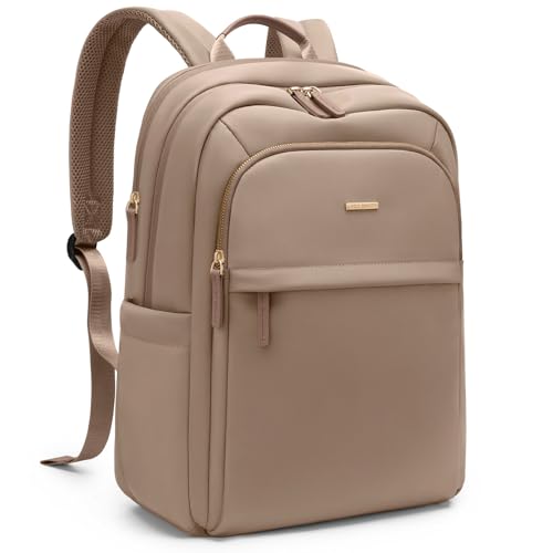 GOLF QUALITY Laptop Backpack Women, Large Man Travel Bag, Laptop Backpack for Work, Multilayer Backpack for Personal Items, 16 Inches, Champagne Brown