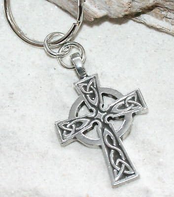 Trilogy JewelryPewter Celtic Cross Irish Scottish Wales Keychain Key Tag
