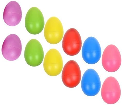 BLHEM 12pcs Plastic Egg Shakers Set with 6 Different Colors,Percussion Musical Egg Maracas Child Kids Toys