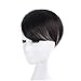Side Bangs Clip in Bangs Real Human Hair One Piece Clip on Bangs Fringe Extensions Fashion Side Bangs Hairpiece For Lady Girl Women (#1B, Natural Black)
