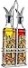 Gourmia GVD9990 Oil and Vinegar Dispenser Set - Elegant Square Design, Easy Flow Dual Drip-Free Spouts for Controlled Flow – Steel Wire Table and Counter Stand Holder