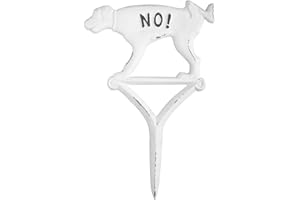 Esschert Design White Cast Iron Dog Sign Peeing No! 12"H Rectangular Yard Sign