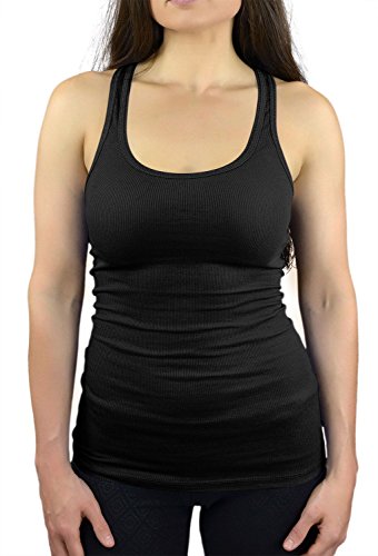 Belle Donne Women's Tank Top Racerback Rib Tank Top Plus Size -Black/XL - Thumbnail 2