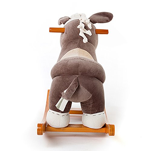 Labebe Wooden Rocking Horse for Toddlers, Boys & Girls, Rocking Animal/Rocker/Ride-on Toys for 1-3 years old, Stuffed Animal Seat, ASTM/CE/ Safety Certified, Creative Birthday Gift - Brown Donkey - Thumbnail 3