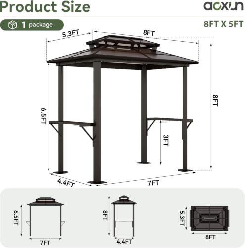 Aoxun 8'x5' Grill Gazebo Review: Double-Roof Shelter With Prep Shelves image 10