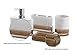 IMMANUEL Float Designer 4-Piece, Translucent Modern Brown White Bathroom Accessory Ensemble Set (Tumbler, Toothbrush Holder, Lotion Dispenser and Soap Dish Included), Durable MS Acrylic Bath Organizer