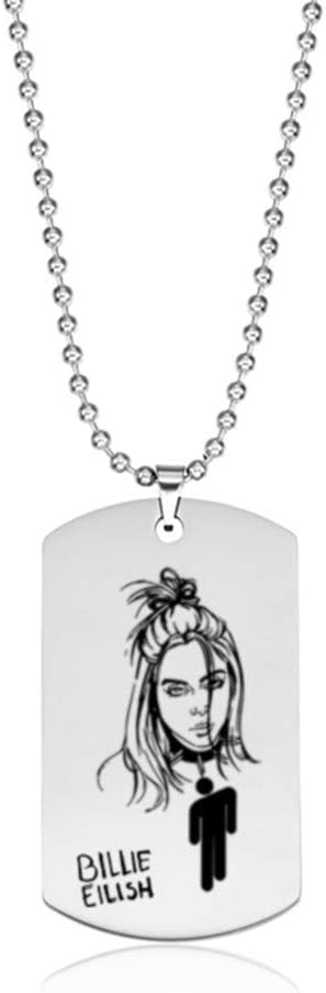 Chutoral Billie Eilish: Popular Young Singer Necklace, Stainless Steel Pendant Harajuku Art Picture Hip-hop Music Dome Pendant Choker Jewelry (H11)