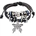 MAKIYO Vintage Multilayer Leather Beaded Charms Butterfly Cross Braided Hand Chain Boho Bracelet Retro Cuff Style Chain Bangle