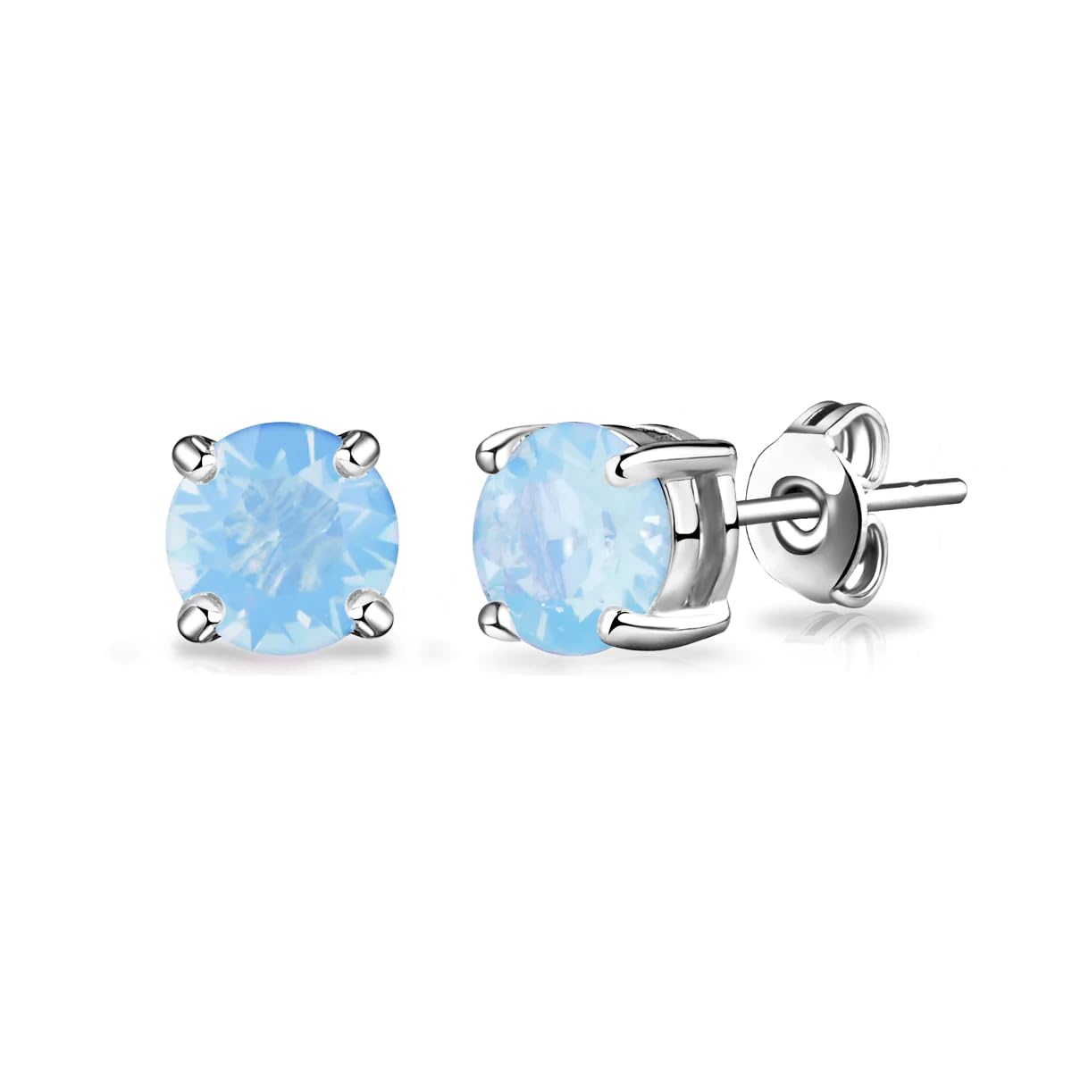 Philip Jones Air Blue Opal Earrings Created with Zircondia® Crystals