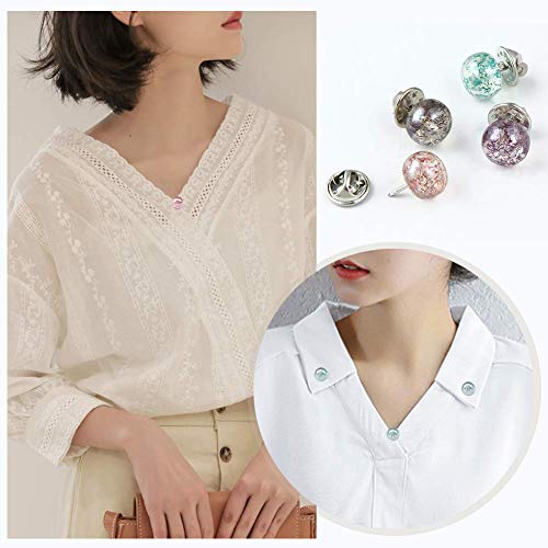 Joyci 10-Pack Women Shirt Brooch Buttons Lapel Pins Novelty Suit Vest Safety Buckle Metal Tie Tacks Pin Back Clutch (Clear Ball)