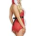Minisoya Women's Christmas Lingerie Santa Babydolls Chemises Set Crotchless Spice Suit Temptation Underwear (Red)