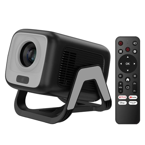 Bettdow Compatible Netflix Licencia Mini Proyector con WiFi y Bluetooth 5.2,Android 13 Proyector Portátil 1080P con Soporte 4K,Auto Keystone,Control Vocal,Netflix/Youtube/Prime Video/D+ Integrado