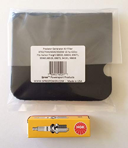 Spree compatible replacement for Predator Generator 8750/7000W 6500/5500W air filter WITH SPARK PLUG